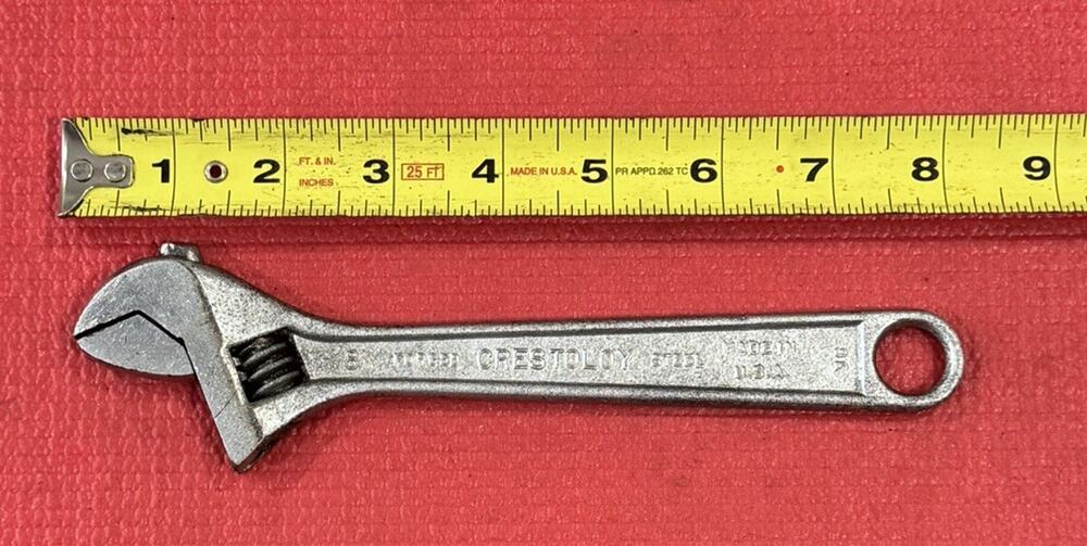Vintage Crescent 8” Adjustable Wrench Crestoloy Jamestown N.Y. Made in USA